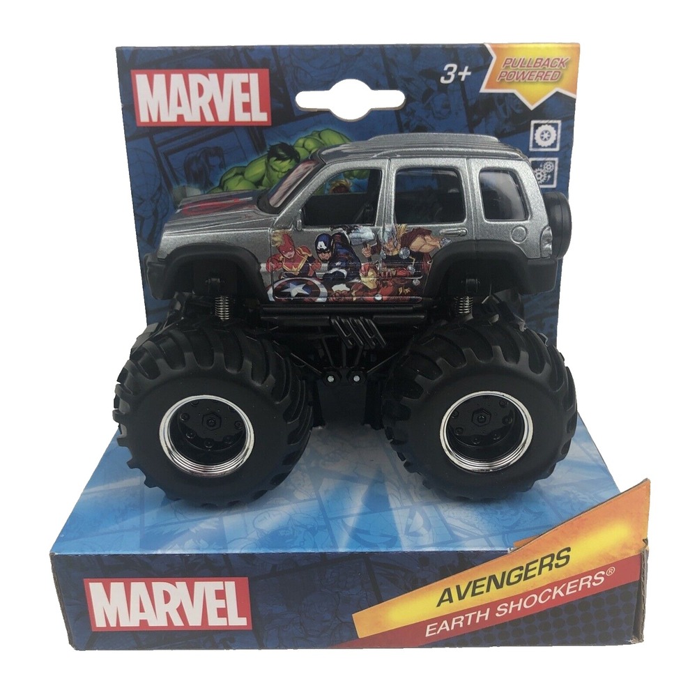 MARVEL AVENGERS Earth Shockers GM JEEP Die-Cast Monster Truck Pull-Back‎ Power